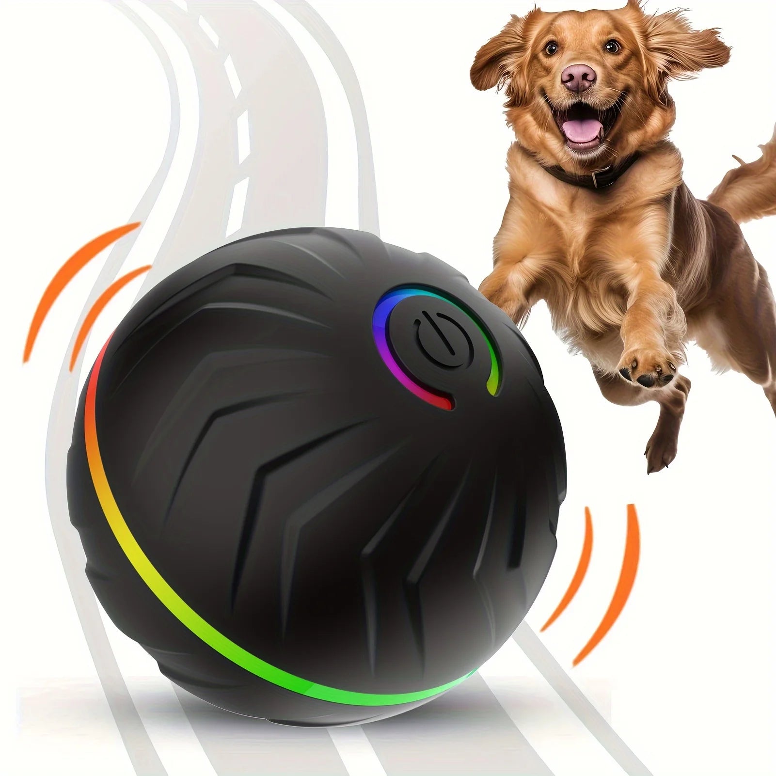 Smart Interactive Dog Toy - Auto Rolling & Jumping Ball with LED Lights