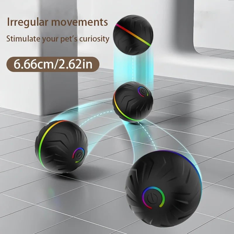Smart Interactive Dog Toy - Auto Rolling & Jumping Ball with LED Lights