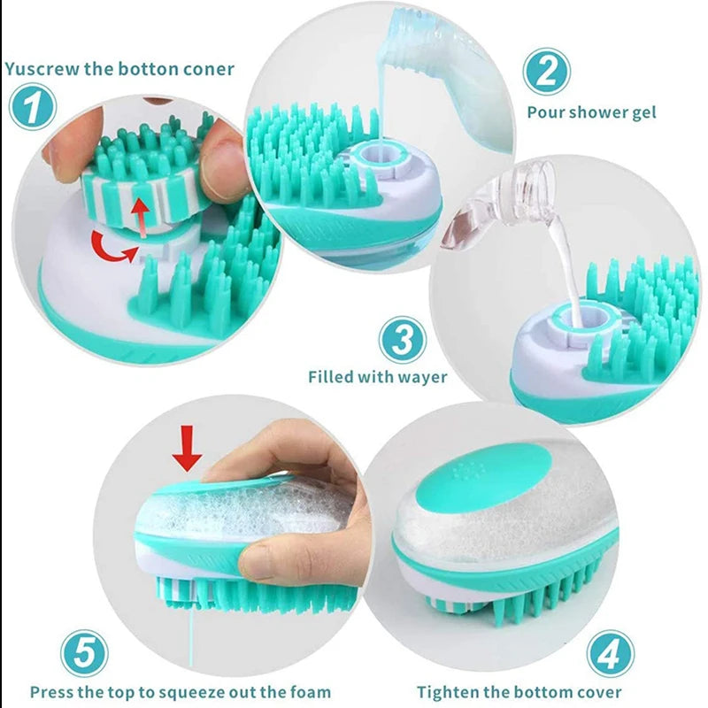 2-in-1 Pet Bath Brush - Soft Silicone Massage & Grooming Comb for Dogs & Cats