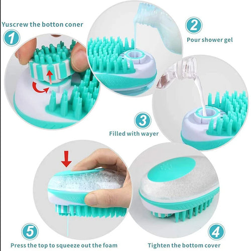 2-in-1 Pet Bath Brush - Soft Silicone Massage & Grooming Comb for Dogs & Cats