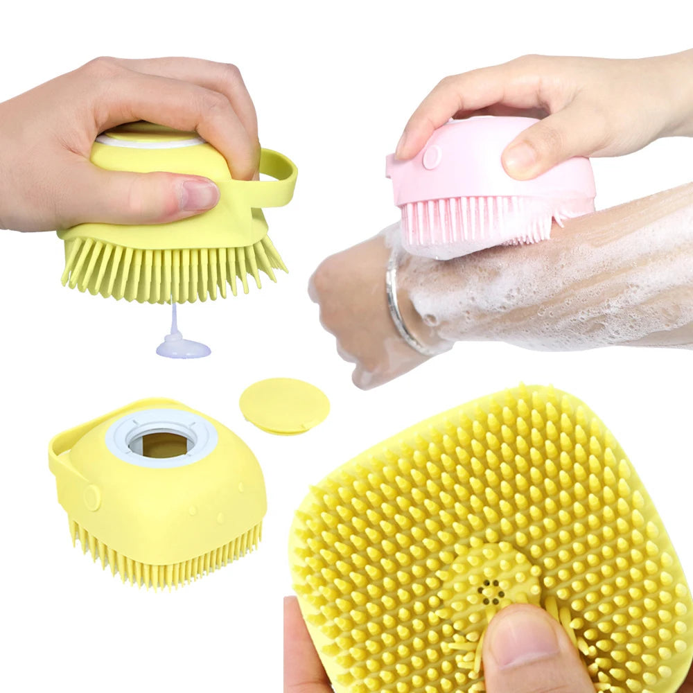 2-in-1 Pet Bath Brush - Soft Silicone Massage & Grooming Comb for Dogs & Cats