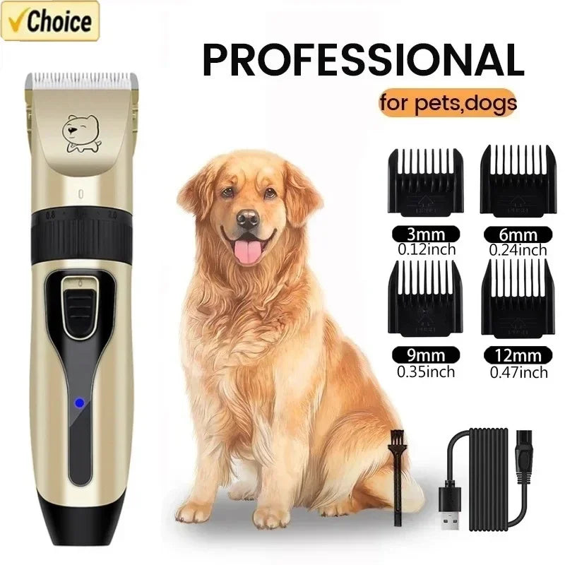 Professional Dog Hair Clipper - USB Rechargeable Electric Grooming Trimmer for All Breeds