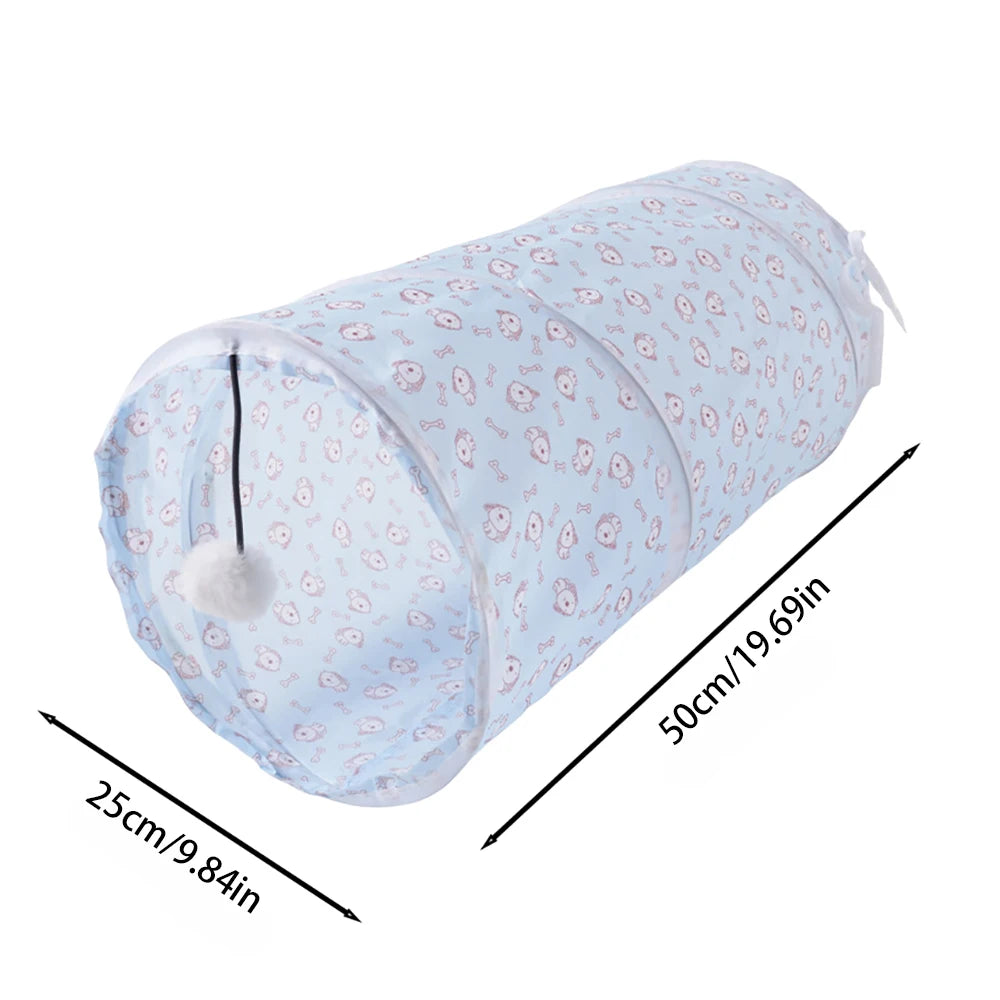 Cat Play Tunnel - Foldable Collapsible Tube Toy with Crinkle Sound for Interactive Play