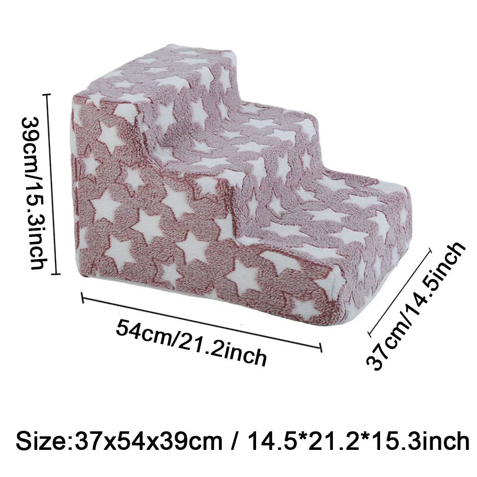 Pet Stairs for Dogs & Cats - 3/4 Step Ramp with Detachable Washable Cover
