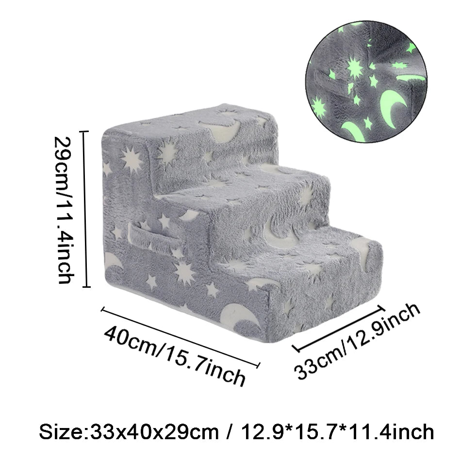 Pet Stairs for Dogs & Cats - 3/4 Step Ramp with Detachable Washable Cover