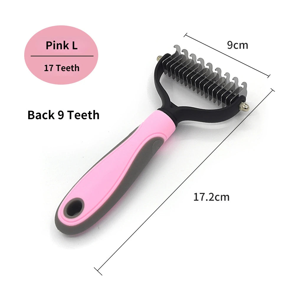 Professional Pet Deshedding Brush - Stainless Steel Hair Remover & Dematting Comb for Dogs & Cats