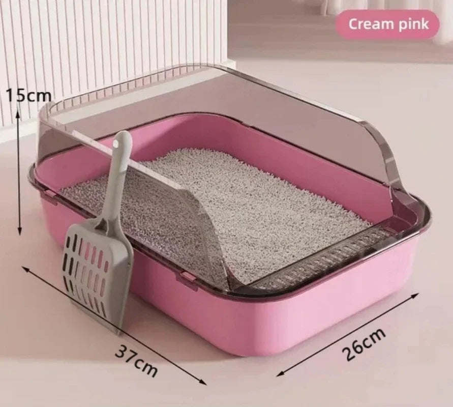 Semi-Enclosed Cat Litter Box - Splash-Proof Design