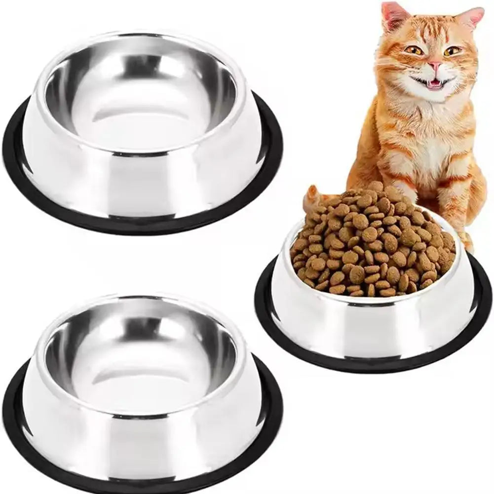 Large Capacity Stainless Steel Pet Bowl - Non-Slip Food & Water Dish for Dogs & Cats
