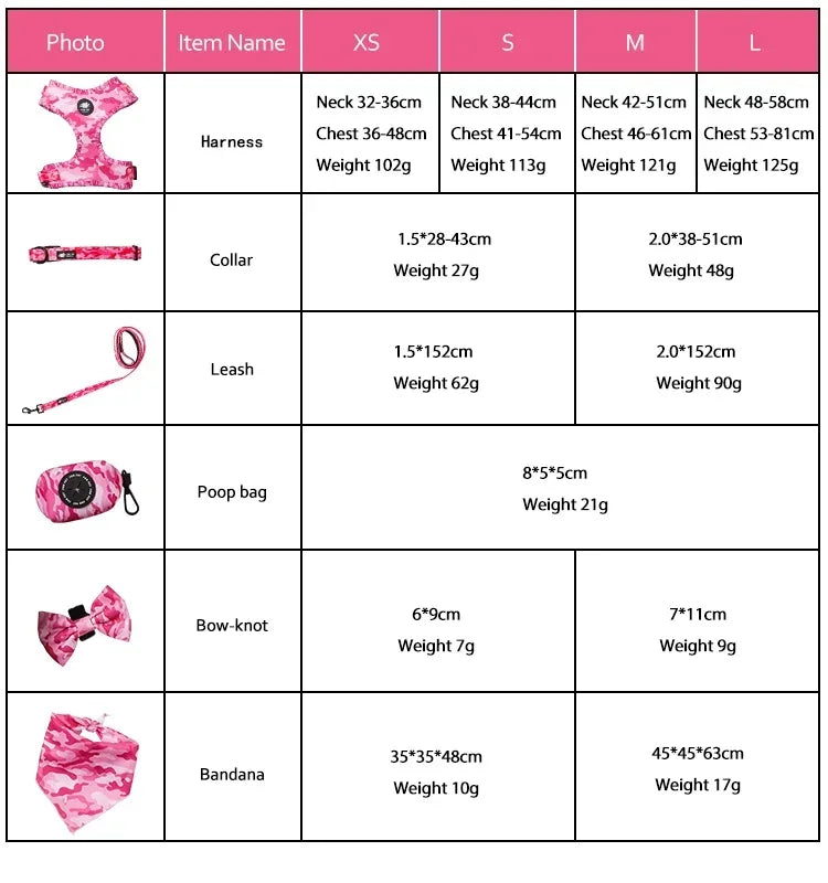 Complete 6-in-1 Dog Walking Set - Vest Harness, Collar, Leash, Bandana, Poop Bag Dispenser & Bags