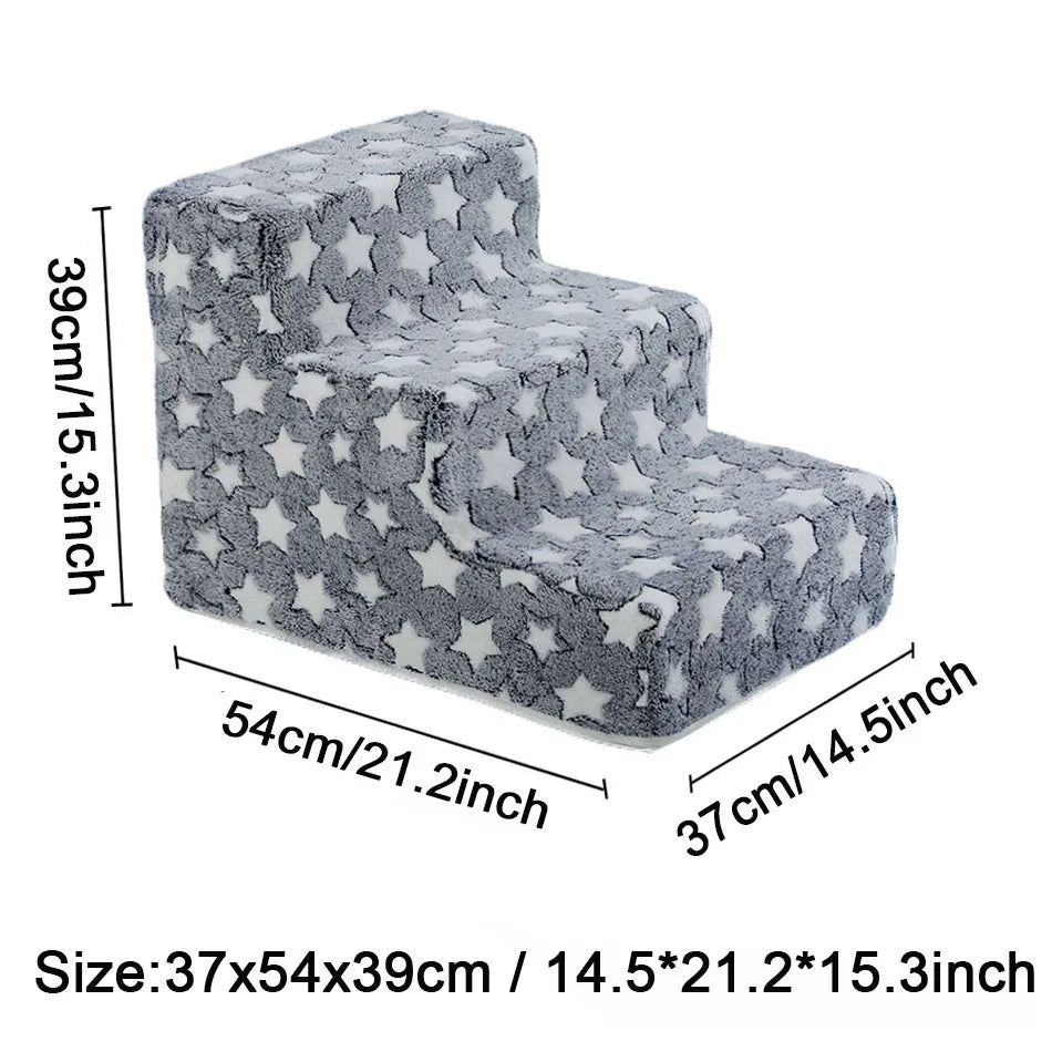 Pet Stairs for Dogs & Cats - 3/4 Step Ramp with Detachable Washable Cover
