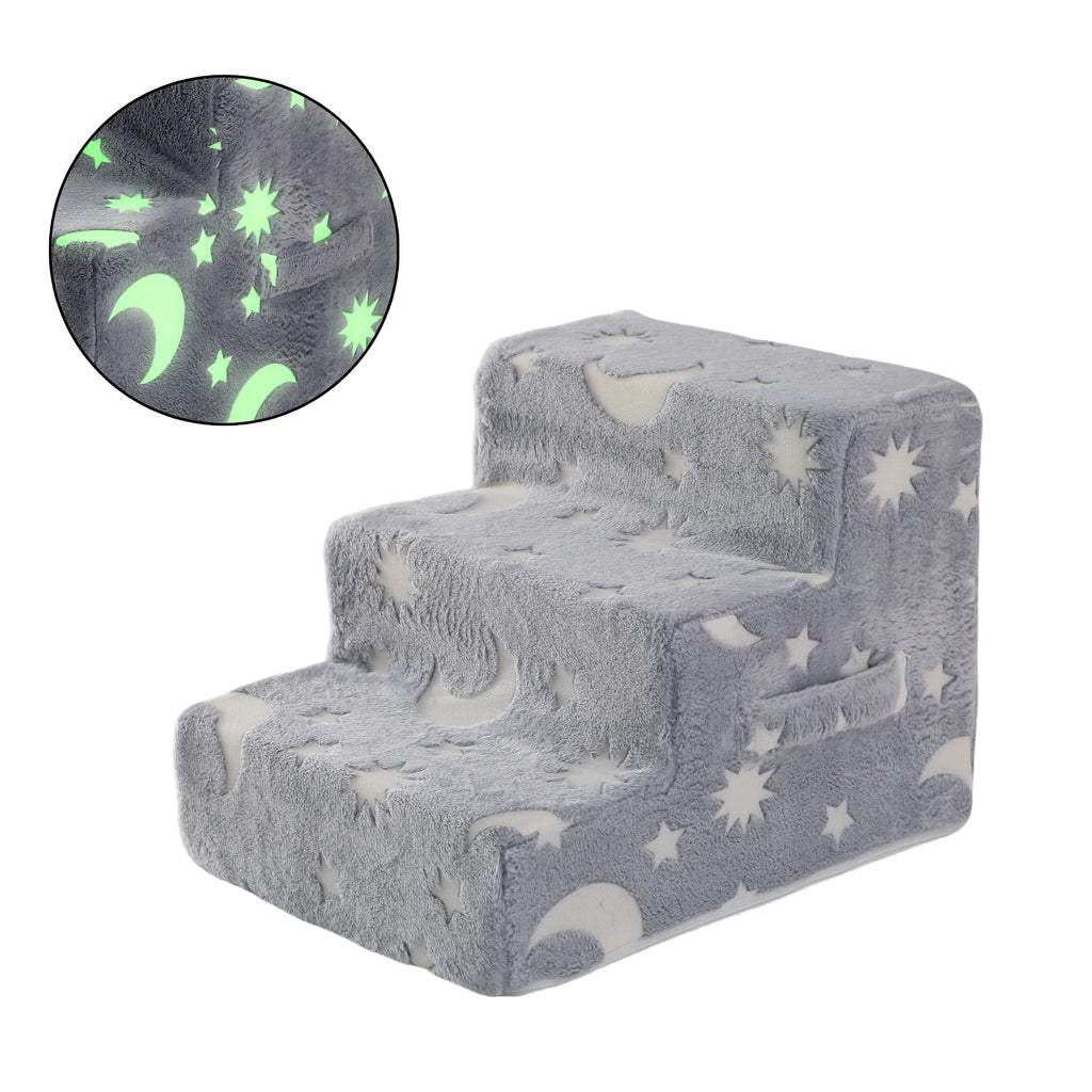 Pet Stairs for Dogs & Cats - 3/4 Step Ramp with Detachable Washable Cover