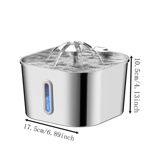 2.2L Stainless Steel Automatic Cat Fountain - Silent Water Dispenser with Visual Window