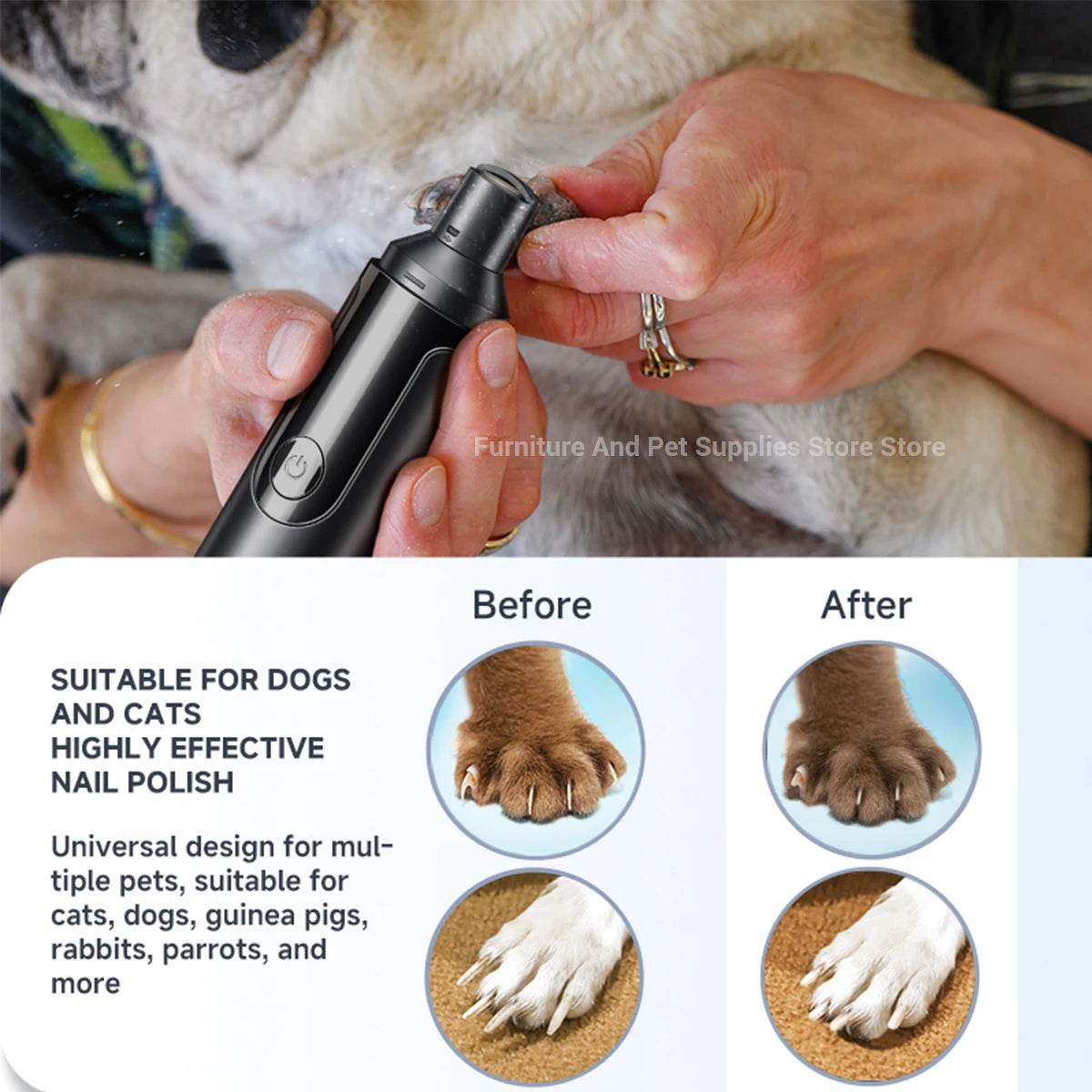 Electric Dog Nail Grinder - USB Rechargeable Painless Trimmer with Polisher Wheel