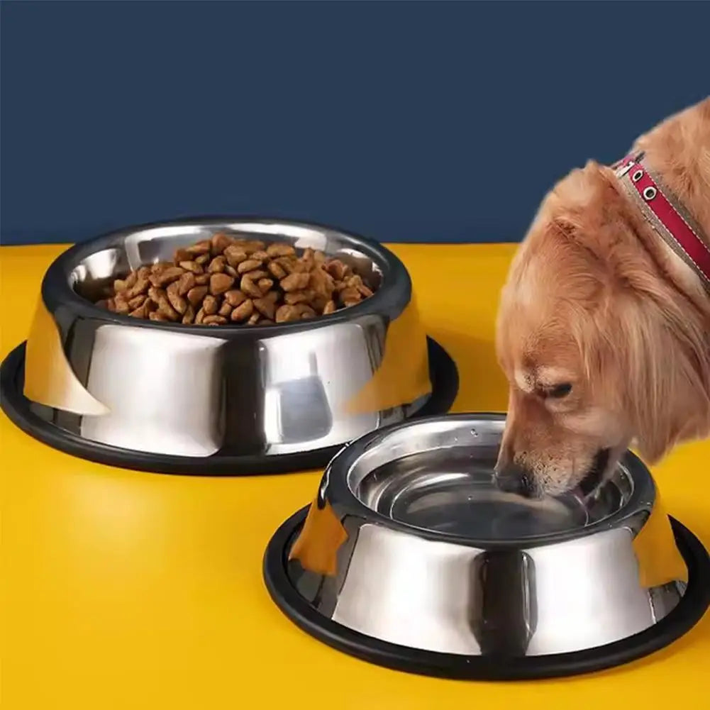 Large Capacity Stainless Steel Pet Bowl - Non-Slip Food & Water Dish for Dogs & Cats