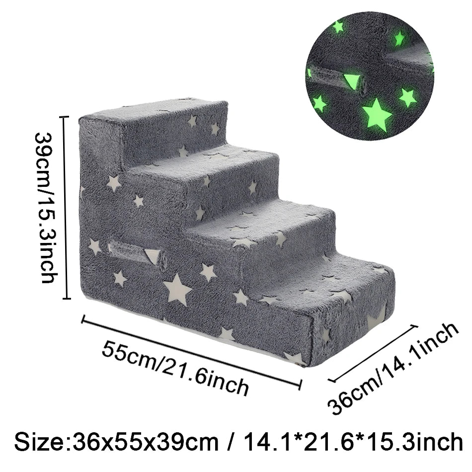 Pet Stairs for Dogs & Cats - 3/4 Step Ramp with Detachable Washable Cover