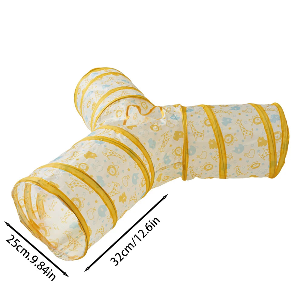 Cat Play Tunnel - Foldable Collapsible Tube Toy with Crinkle Sound for Interactive Play