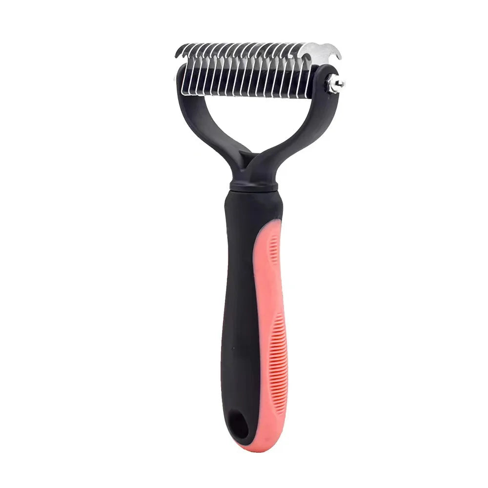 Professional Pet Deshedding Brush - Stainless Steel Hair Remover & Dematting Comb for Dogs & Cats