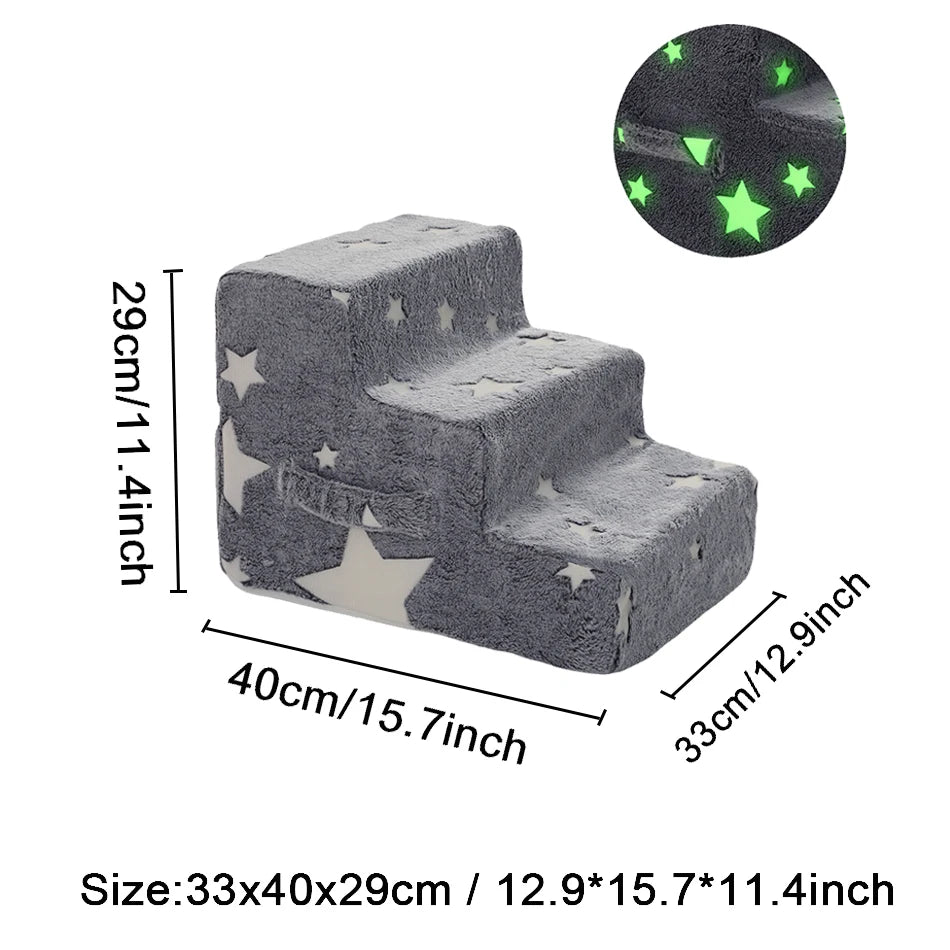 Pet Stairs for Dogs & Cats - 3/4 Step Ramp with Detachable Washable Cover