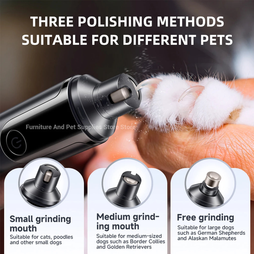 Electric Dog Nail Grinder - USB Rechargeable Painless Trimmer with Polisher Wheel