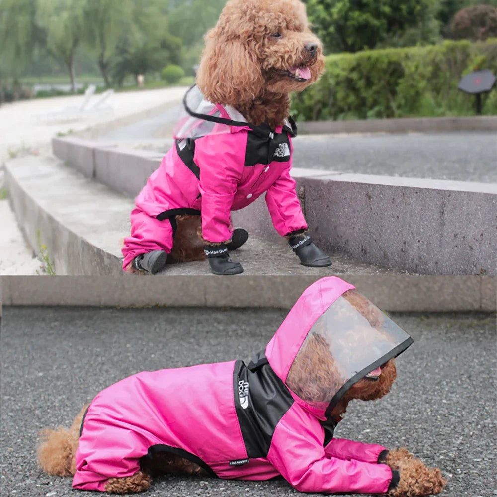 Transparent Hooded Dog Raincoat - Waterproof Jumpsuit for Dogs & Cats