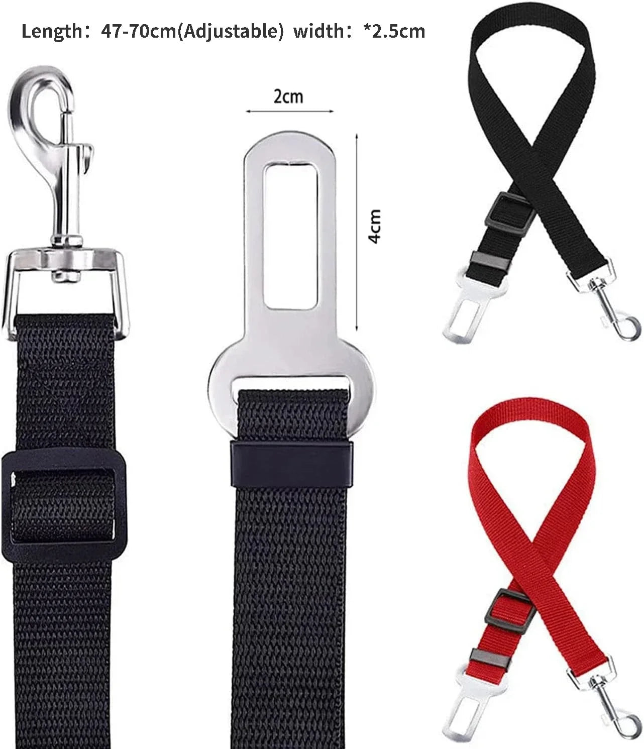 Adjustable Dog Seat Belt - Heavy Duty Elastic Car Safety Harness