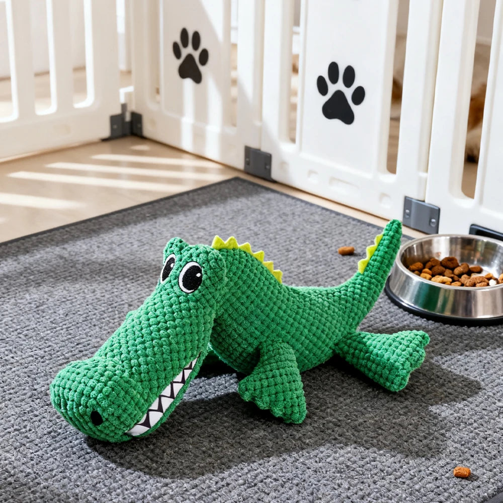 Chew-Resistant Plush Crocodile Toy - Interactive Squeaky Toy for Dogs & Cats