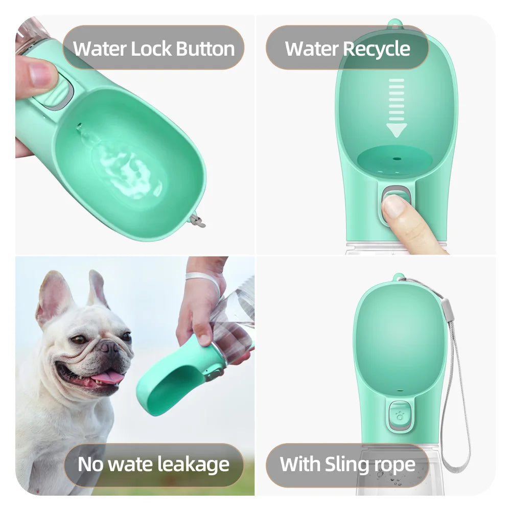 Portable Dog Water Bottle - 550ml Leak-Proof Travel Dispenser with Bowl for Small to Large Dogs