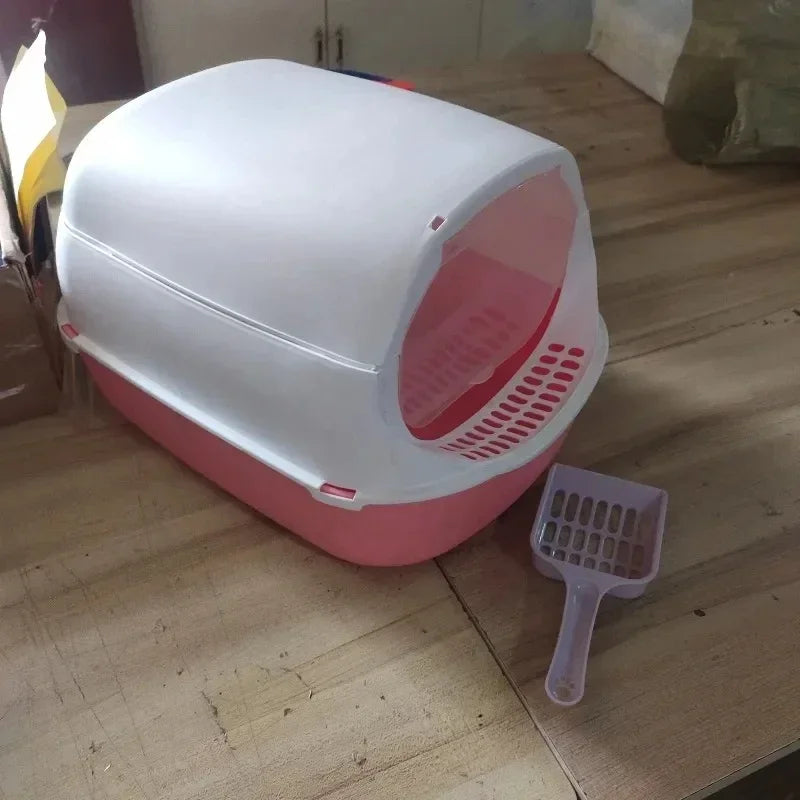 Semi-Enclosed Cat Litter Box - Splash-Proof Design