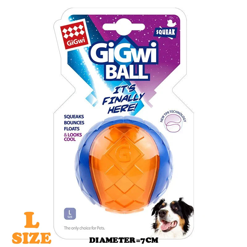 Gigwi Interactive Squeaky Dog Ball - 2.5" Bouncy G-Ball for Small & Medium Dogs