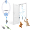 Door-Hanging Auto-Rebound Cat Toy - Retractable Teaser with 3 Catnip Mice for Indoor Cats