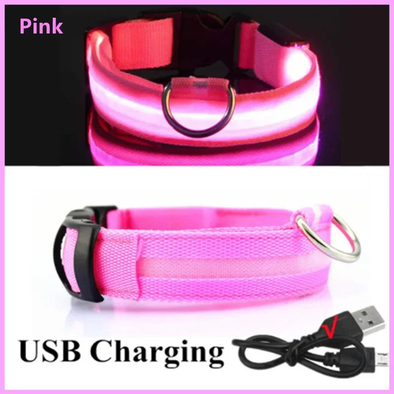 LED Dog Collar - USB Rechargeable Glow Collar with 3 Light Modes