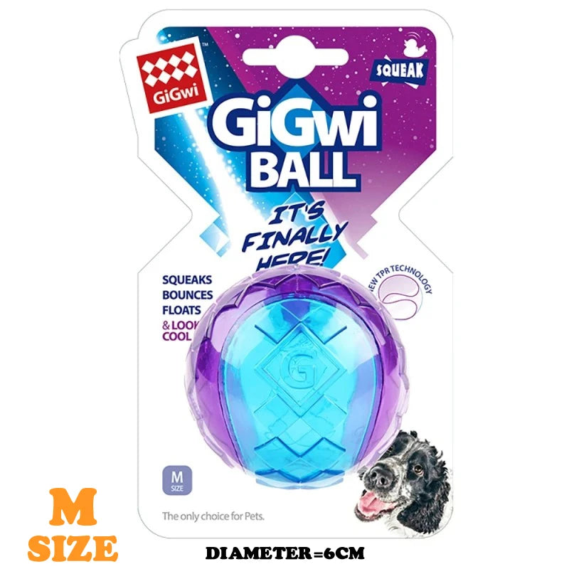Gigwi Interactive Squeaky Dog Ball - 2.5" Bouncy G-Ball for Small & Medium Dogs