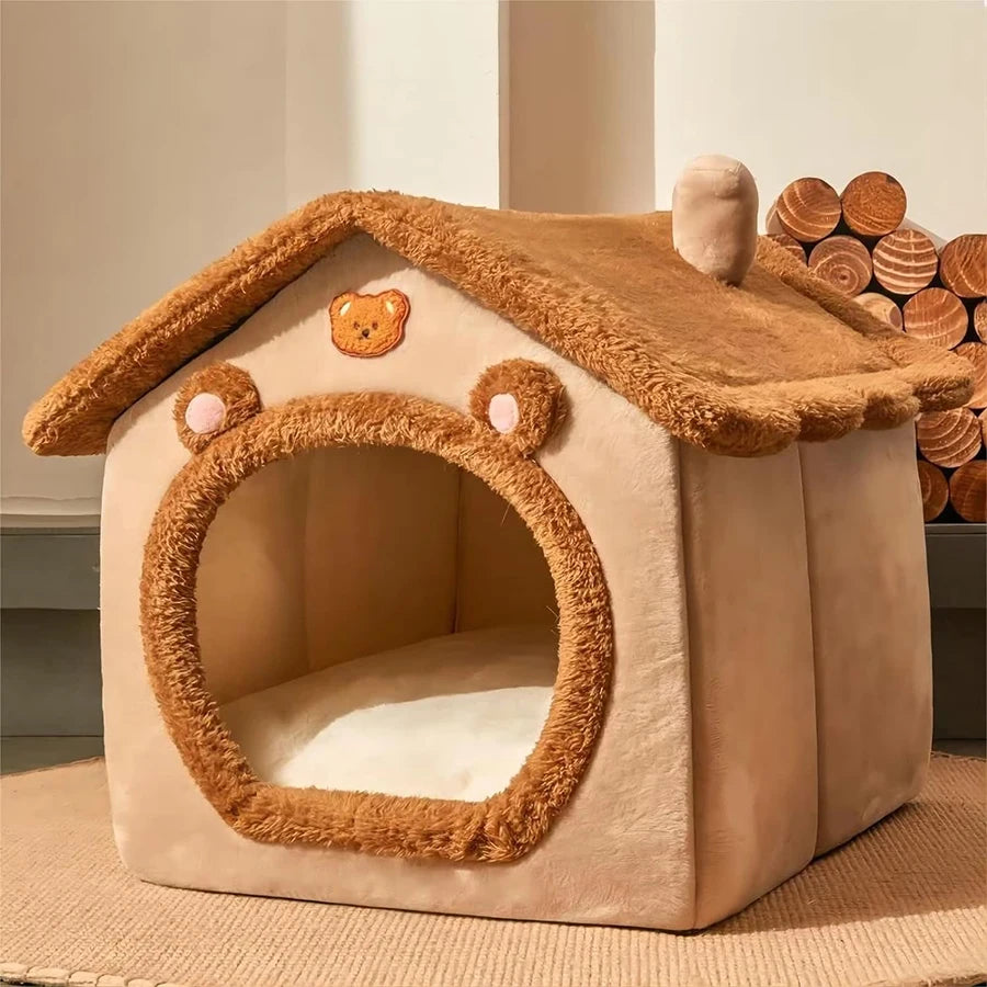 Foldable Pet House - Removable Washable Cave Bed for Small Dogs & Cats