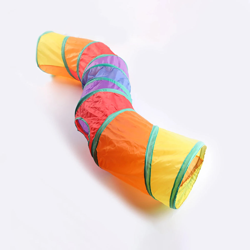 Cat Play Tunnel - Foldable Collapsible Tube Toy with Crinkle Sound for Interactive Play