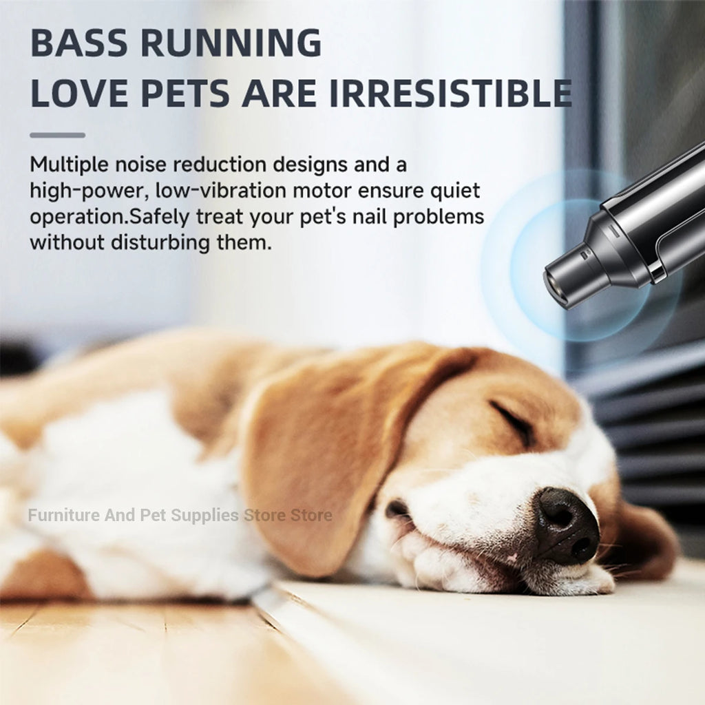 Electric Dog Nail Grinder - USB Rechargeable Painless Trimmer with Polisher Wheel