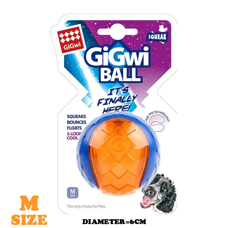 Gigwi Interactive Squeaky Dog Ball - 2.5" Bouncy G-Ball for Small & Medium Dogs
