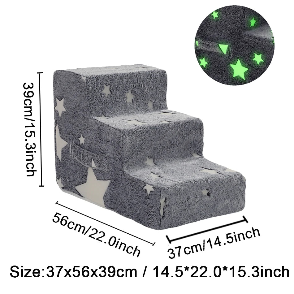Pet Stairs for Dogs & Cats - 3/4 Step Ramp with Detachable Washable Cover