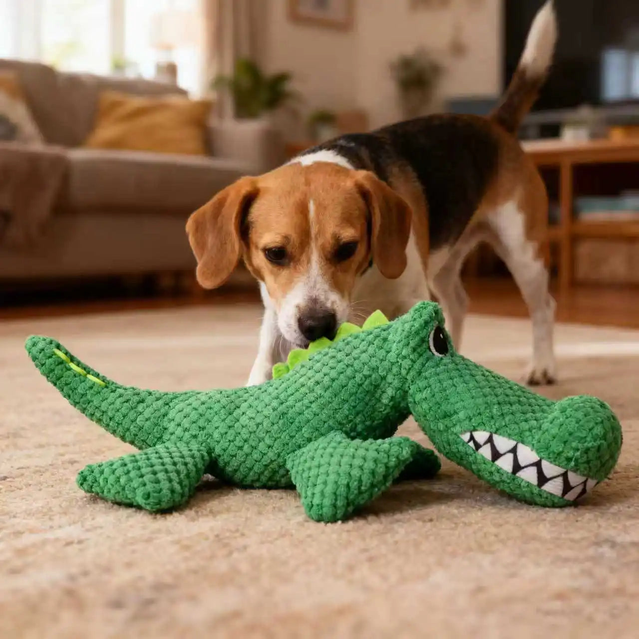 Chew-Resistant Plush Crocodile Toy - Interactive Squeaky Toy for Dogs & Cats