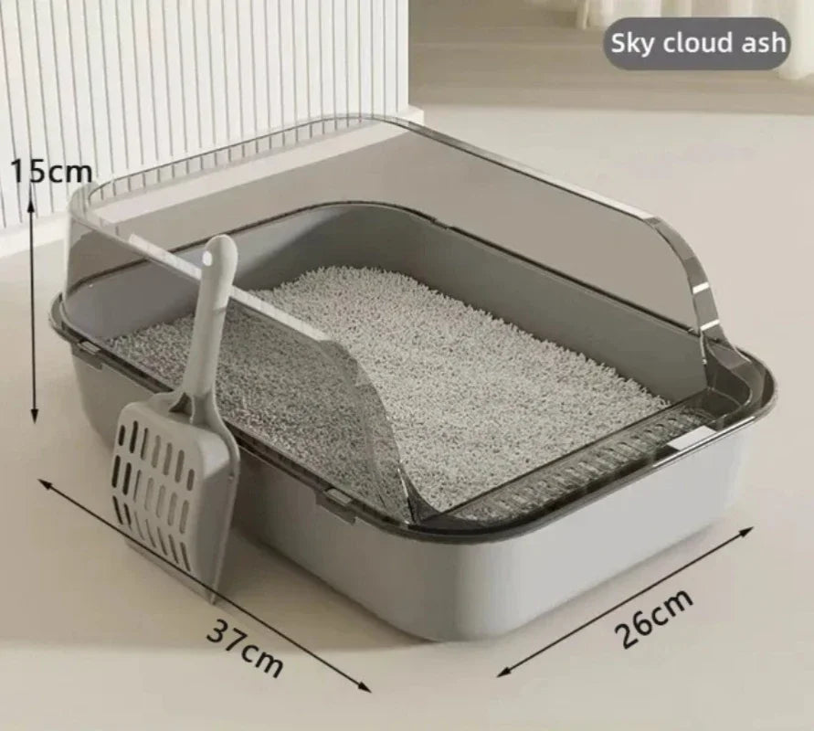 Semi-Enclosed Cat Litter Box - Splash-Proof Design