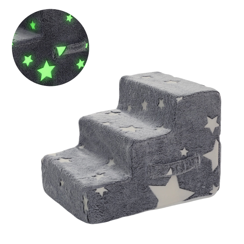 Pet Stairs for Dogs & Cats - 3/4 Step Ramp with Detachable Washable Cover