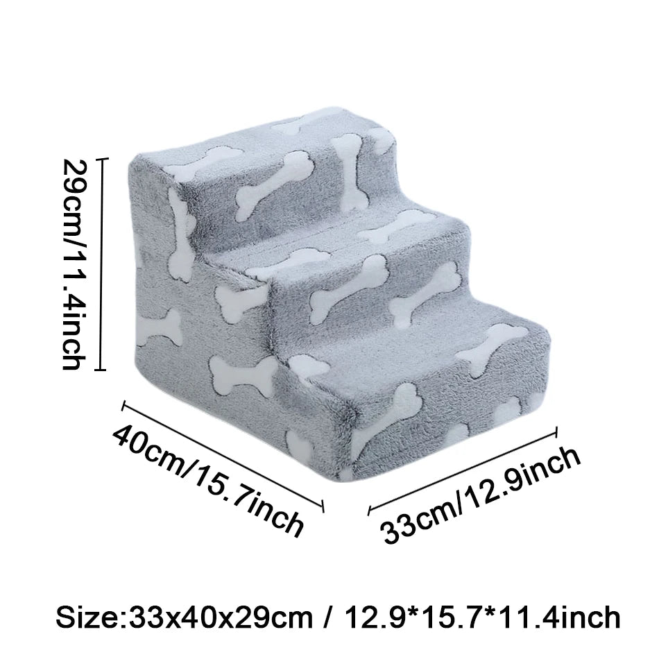 Pet Stairs for Dogs & Cats - 3/4 Step Ramp with Detachable Washable Cover