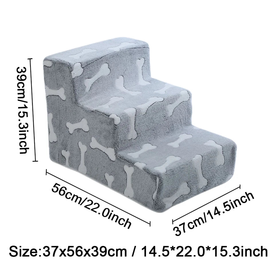 Pet Stairs for Dogs & Cats - 3/4 Step Ramp with Detachable Washable Cover