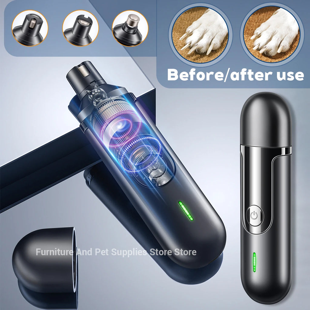 Electric Dog Nail Grinder - USB Rechargeable Painless Trimmer with Polisher Wheel