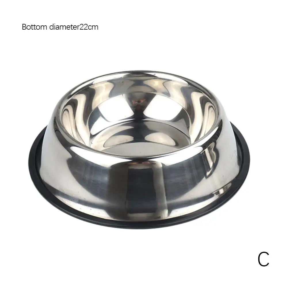 Large Capacity Stainless Steel Pet Bowl - Non-Slip Food & Water Dish for Dogs & Cats