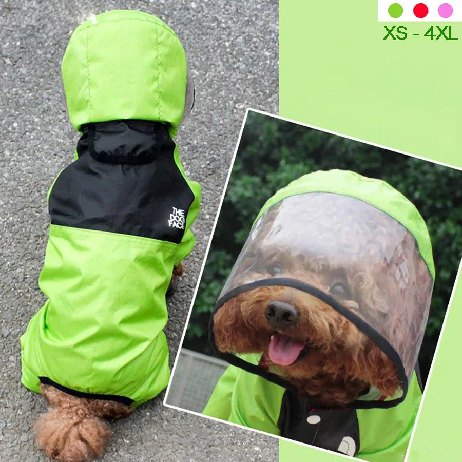 Transparent Hooded Dog Raincoat - Waterproof Jumpsuit for Dogs & Cats