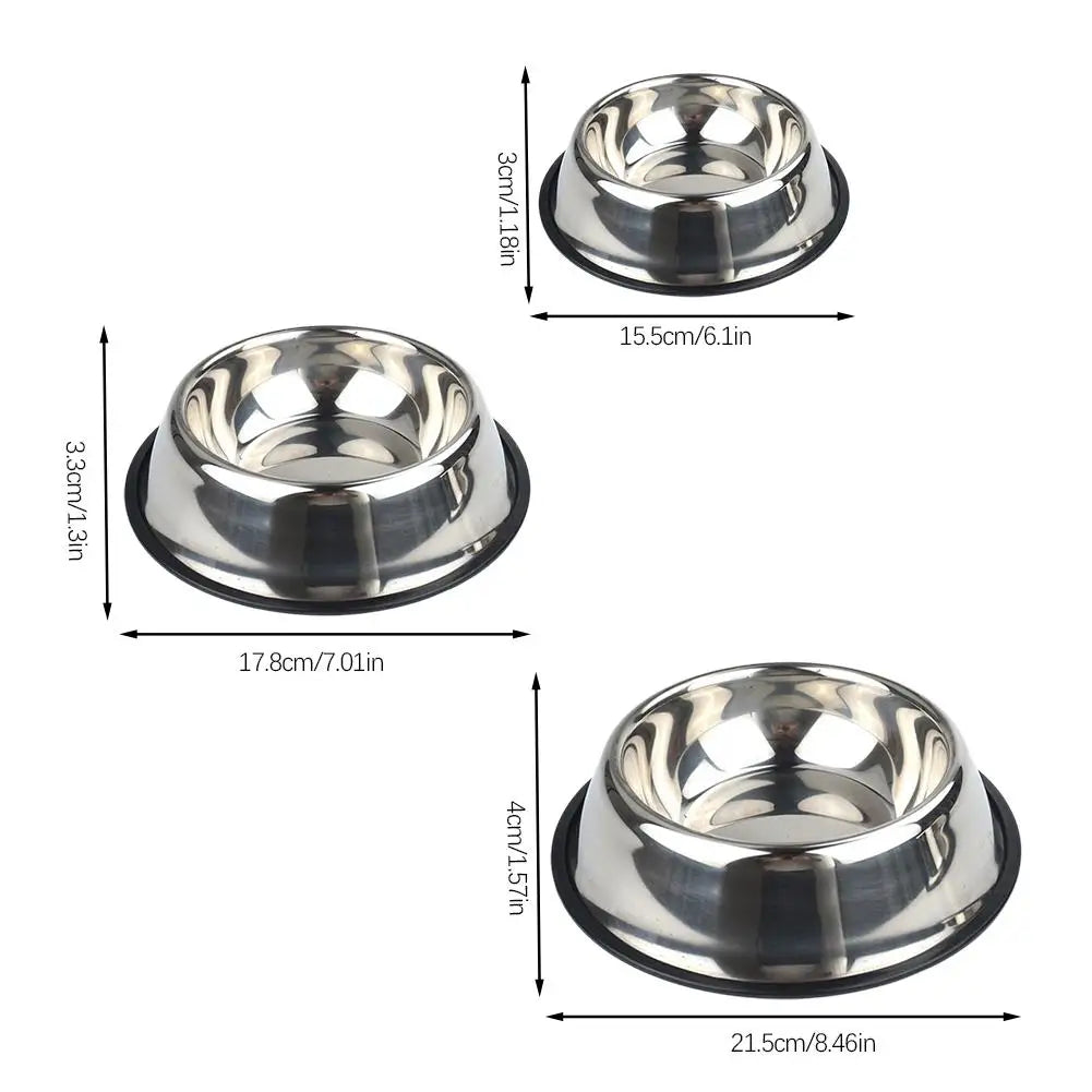 Large Capacity Stainless Steel Pet Bowl - Non-Slip Food & Water Dish for Dogs & Cats