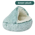 Semi-Enclosed Cat Bed - Warm Plush Winter Sleeping Cave