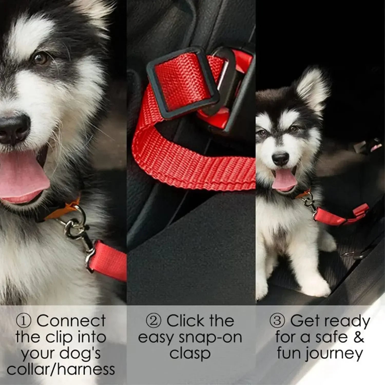 Adjustable Dog Seat Belt - Heavy Duty Elastic Car Safety Harness
