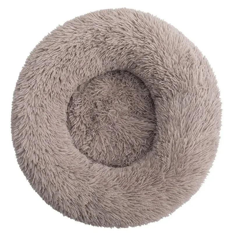 Round Plush Pet Bed - 90cm Anti-Anxiety Donut Bed for Large Dogs & Cats