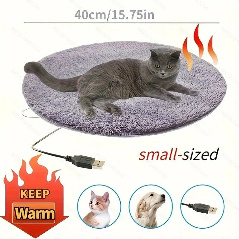 Electric Heating Pad for Pets - 40cm Warm Bed Mat for Dogs & Cats